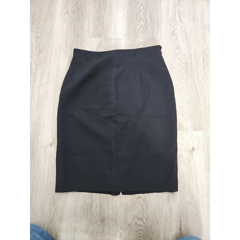 Lauren Ralph Lauren RLR Womens Black Wool Side Zip‎ Skirt Flat Front Size 12